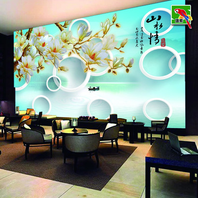 金色玉蘭映華堂 廠家直銷大型無縫壁畫，誠(chéng)邀藝術(shù)空間加盟共創(chuàng)未來